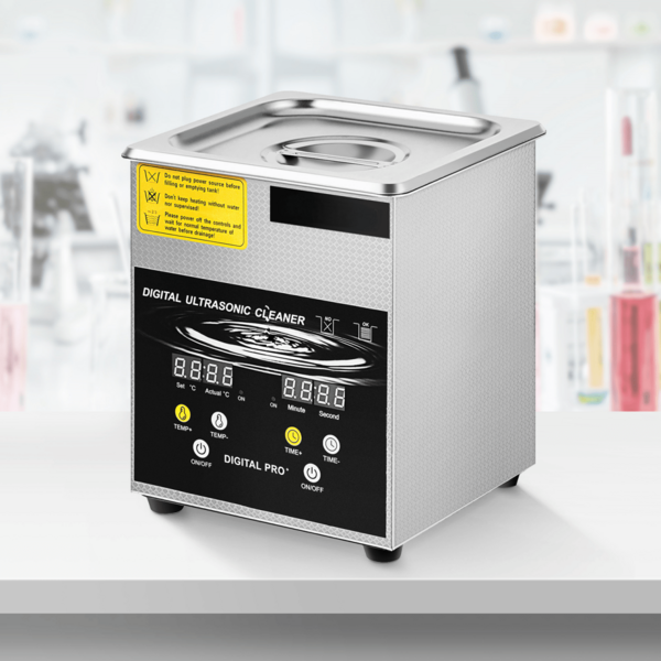 Nettoyeur à ultrasons 2L amélioré (chauffage 100W, ultrasons 60W) - Nettoyeur de pièces professionnel numérique pour laboratoire avec minuterie et chauffage, idéal pour le nettoyage de bijoux, de verres et de pièces.