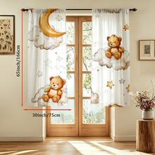 2pcs Dreamy Teddy Bear & Cloud Sheer Curtains - 100% Polyester Semi-Transparent Rod Pocket Curtains For Bedroom, Living Room, Kitchen And Study - Machine Washable Modern Home Decor, Interesting Design, Semi-Transparent Polyester Material - Multicolor - View 16