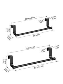 2PCS/1PC Single Bar Towel Rack, Cabinet Door Hanging, Drill-Free Stainless Steel Towel Bar, Kitchen Storage Rack, Storage Rack, Hanging Rack, Bath Towel Storage Accessories, Kitchen Tools, Kitchen Essentials, Home Essentials, Room Decor - Multicolor - View 4
