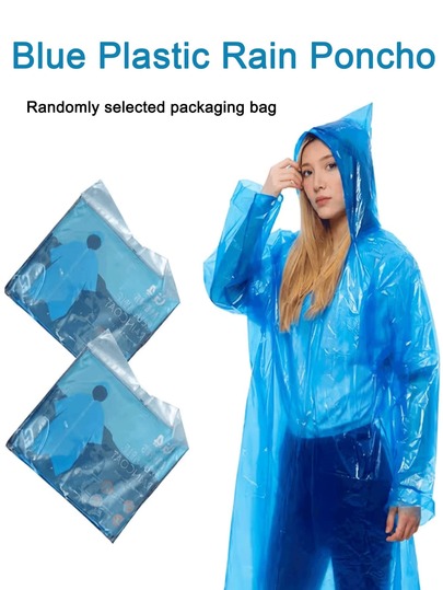 Ponco Hujan Plastik Biru - Jas Hujan Dewasa Tahan Air dan Dapat Digunakan Kembali, Ponco Hujan Darurat Ringan dan Portabel, Unisex, Dengan Tudung dan Lengan, Cocok untuk Bersepeda, Berkemah di Luar Ruangan, dan Mendaki Gunung