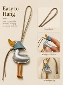 Cute Duck Bag Charm PU Leather Pendant Keychain For Handbags Backpacks Tote Bags Colorful Decorative Accessory Daily Outfit Matching Gift Idea Women Girls Fashion Accessory - Multicolor - View 7