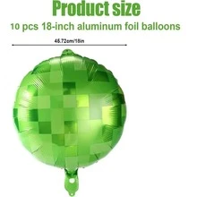 10pcs 18 Inch Green Square Mosaic Theme Party Decoration Aluminum Foil Balloons, Suitable For Game Theme Decoration Balloons - View 7