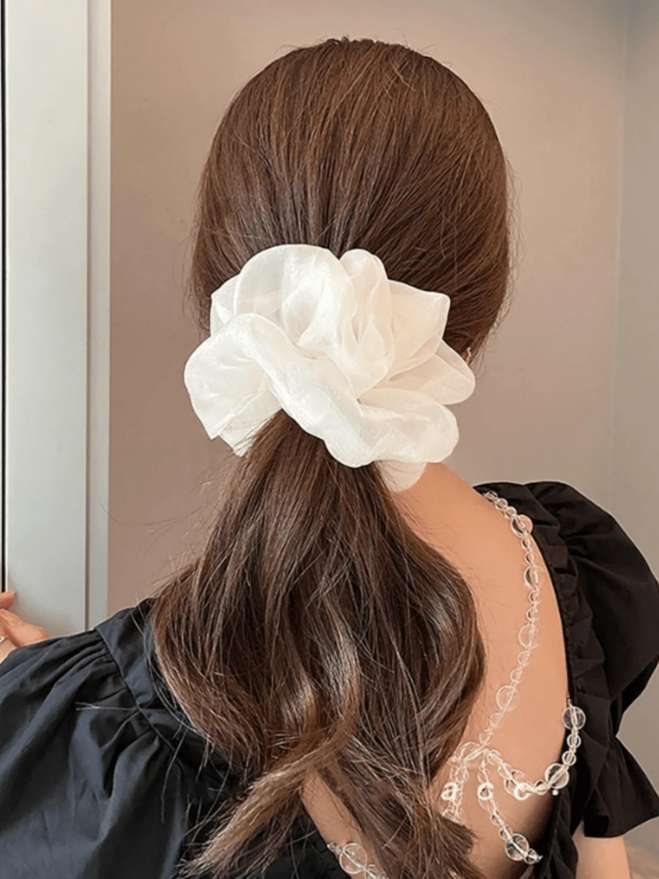 1 Piece Mesh Large Intestine Hair Tie - Beige - View 1