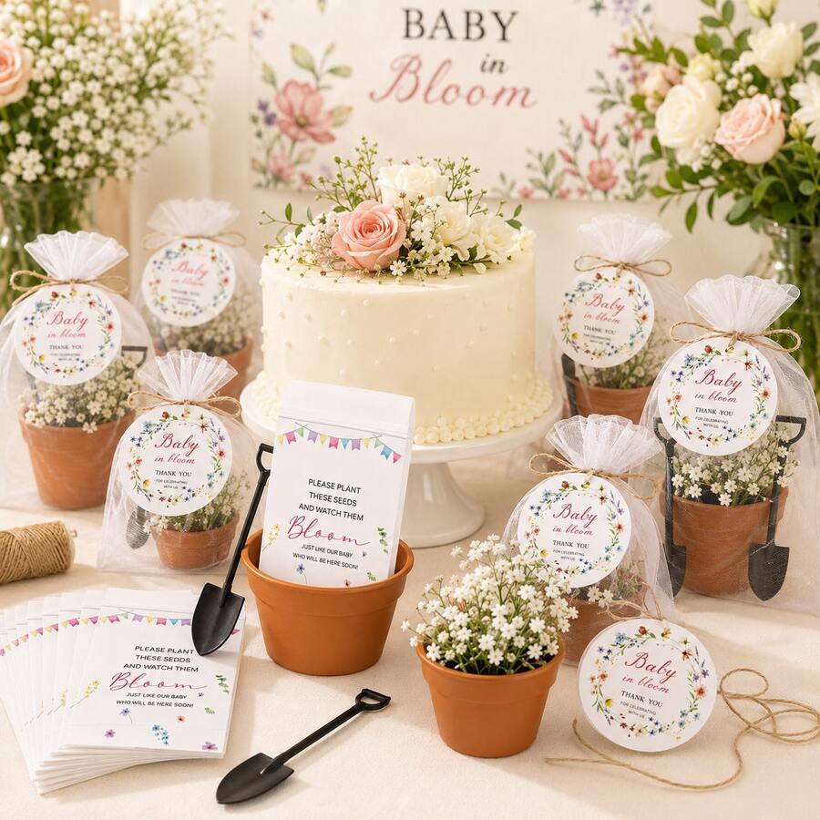 1/10/20 套无籽婴儿绿主题婴儿派对礼品种子包，适用于婴儿派对、性别揭晓派对、洗礼派对、产后派对和其他场合