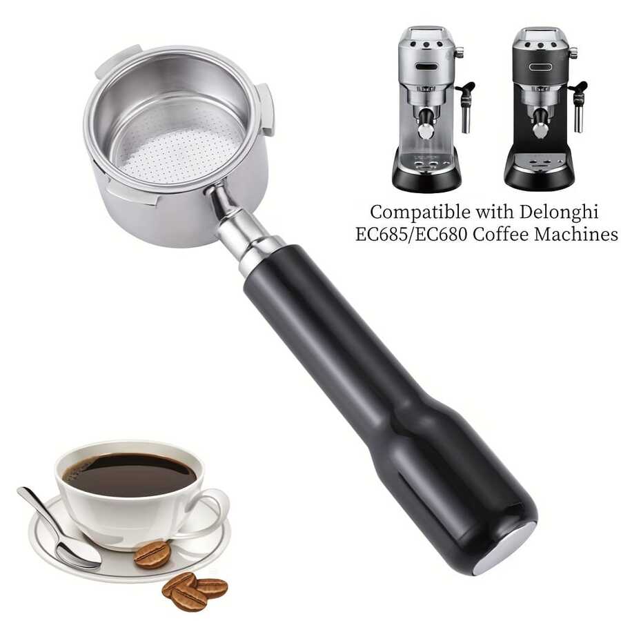 51mm Naked Bottomless Coffee Portafilter Espresso Handle Replacement Fit For Dedica EC680 EC685 Home Espresso Coffee Machine Barista Accessory - Black - View 1