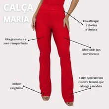 Calça Flare Feminina Montaria Premium Bootcut Elegante - Vermelho - Visão 2