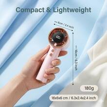 Pink Portable Handheld Mini Fan With Rose Gold Rhinestone Bezel, Adjustable Personal Air Cooler Digital Display, USB Rechargeable Pocket Fan For Home Office Outdoor, Charging With Original Included Cable - Watermelon Pink - View 3