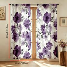 2pcs Watercolor Floral Art Style Digital Print Curtains, 100% Polyester Fabric, Rod Pocket Digital Print 2 Panels Curtains, No Lining, 90gsm, 180cm Wide, Suitable For Bedroom, Living Room, Dining Room, Bathroom, Outdoor And More - Multicolor - View 14