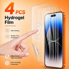4片裝 (水凝膠高畫質) 超清晰水凝膠軟膜，適用於 iPhone 13/14/15/16/17/Pro/ProMax/16Plus/16e 系列，自癒水凝膠螢幕保護貼，柔軟材質，相容手機殼，防指紋，薄如隱形，裸機手感，手機配件 - 無色 - 查看 15
