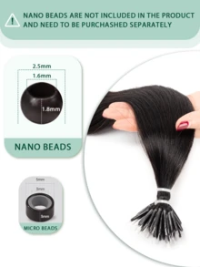 12-24 Inch Human Hair Nano Ring Hair Extensions, Natural Invisible Appearance Cold Fusion Nano Bead Ring Hair Extensions For Women - S1B - View 4