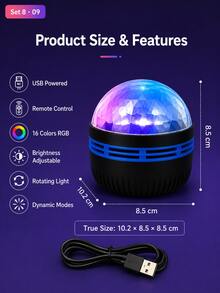 1pc Star & Moon Projection Light, Colorful Starry Sky Moon Projection | Suitable For Bedroom, Living Room, Bedside, Room Decor | USB Powered - Northern Lights - View 4