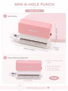 1pc Mini 6-Hole Puncher, Portable A5 A4 B5 Loose Leaf Paper Hole Puncher, DIY Scrapbook Planner Notebook Supplies, Cute Macaron Color Stationery, Suitable For Students And Office - H - View 6