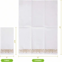 20-100pcs Linen Texture Disposable Bathroom Napkins/Guest Towels, Soft Absorbent Disposable Hand Towels, Suitable For Bathroom, Party, Wedding, Dinner, Gold, 12 X 17 Inches - Gold - View 3