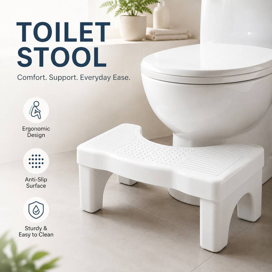 Premium Toilet Stool Squat For Adults, Non-Slip Squatting Poop Stool For Bathroom, Portable , 7 Inch Potty Foot Step - View 1