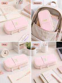 Large Capacity Multi-Function Pencil Case, Pencil Bag, Student Stationery Storage Box, Back To School Supplies, Expandable Large Capacity Pencil Holder, Diagonal Fabric Stationery Storage Bag With Pen Slots - Multicolor - View 12