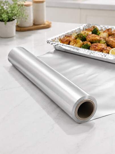 2 Roll/10m  Kitchen Aluminum Foil Wrap, 11.8 In X 16.4 Ft Foil Roll With Cutter Box, Thickened Foil Sheets For Baking, Roasting, BBQ Grill, Oven, Air Fryer, Cooking, Wrapping And Food Storage