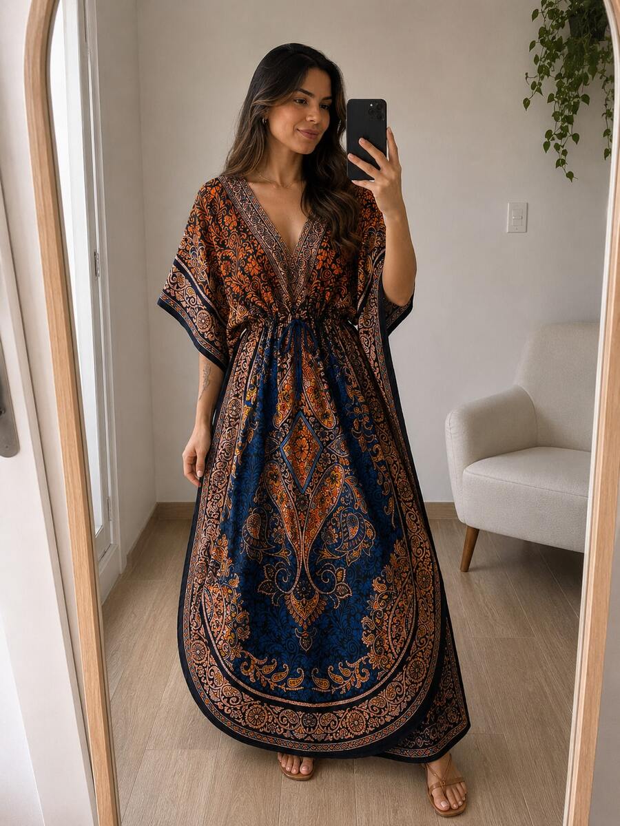 Women Long Dresses - Orange - View 1