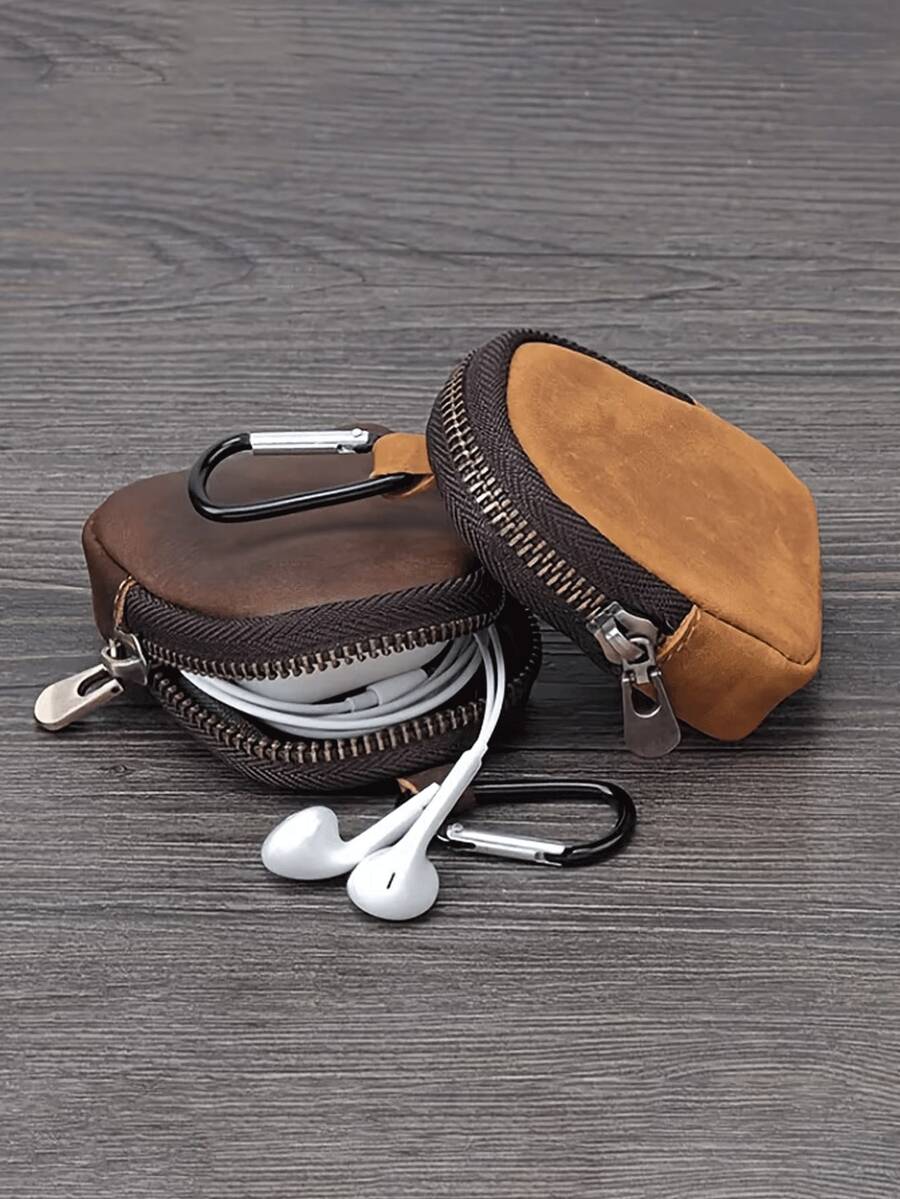 2026 New Luxury Vintage Genuine Leather Key & Coin Pouch, Full Grain Top Layer Cowhide, Unisex Multi-Function Card Holder Storage Bag - Multicolor - View 1