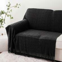 Spring/Summer Lightweight Breathable Air Conditioning Blanket, Knitted Soft All-Season Throw - Black - View 8