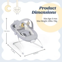 Foldable Baby Bouncer Rocker,Lightweight Infant Seat For 0-6 Months Up To 20 Lbs,Indoor Outdoor Travel,Thanksgiving Halloween Christmas Holiday Gift - Grey - View 2