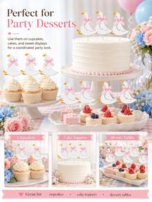 6/12 peças Toppers de Cupcake Divertidos de Ganso Azul & Rosa, Adequados para Chá de Bebé, Festa de Aniversário, Decorações de Festa de Revelação de Género e Mais. - Multicolorido - Ver 6