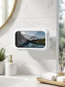 Waterproof Shower Phone Holder, 360° Rotatable Anti-Fog Touchscreen Shower Phone Case, Wall-Mounted Bathroom Phone Holder, Self-Adhesive No-Drill, Suitable For Bathtub, Kitchen Mirror Bathroom Shower Accessories, Compatible With IPhone And 4-7 Inch Phones - Multicolor - View 7