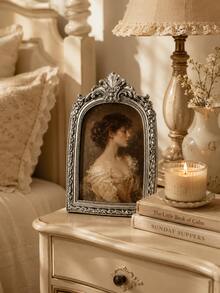 1pc Vintage Baroque Hollow Decorative Frame, Antique Gold Desktop Decor, French Style Vanity Decor, Luxury Home Decoration, Photography Prop - New Model - View 4