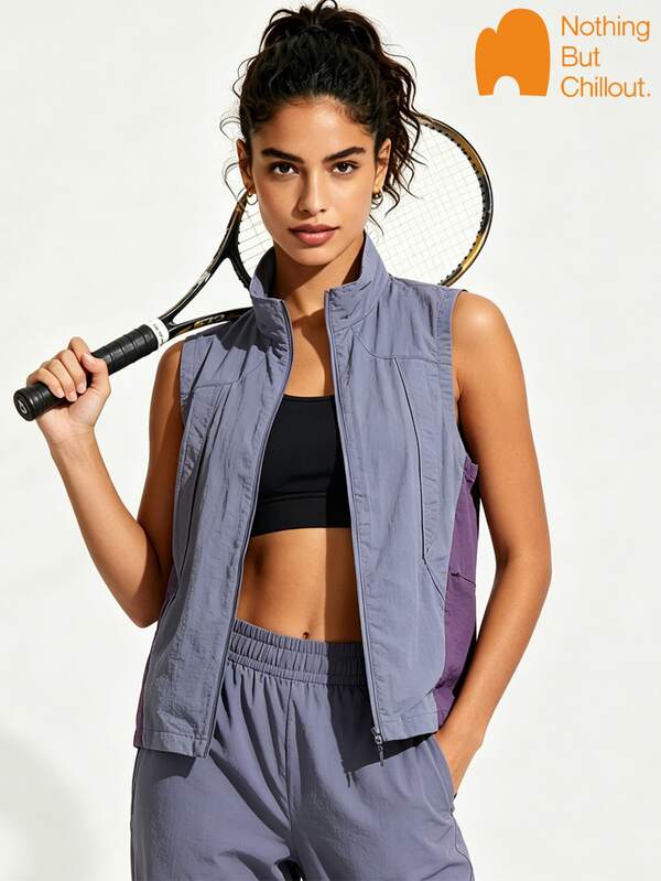 NBCT Women's Vest Tank Top Summer Sleeveless Outerwear Outdoor Hiking Tennis Sports Zipper Pocket Utility Vest