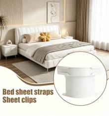 4 piezas Sujetadores de sábana, Clips multifuncionales invisibles para fijar sábanas y fundas de cama para uso doméstico, sin agujas seguros, evitan el desplazamiento de la ropa de cama,Apariencia elegante, Suministros para el hogar - Blanco - Ver 4