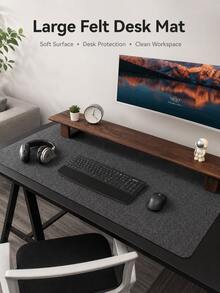 1pc Felt Computer Desk Mouse Pad, Multiple Sizes Available, Minimalist Solid Color Extra Wide Keyboard Desk Mat, Dotted Non-Slip Bottom Office Study Gaming Desk Pad, Suitable For Desktop Computer/Laptop/Keyboard Mouse Combination Use - View 2