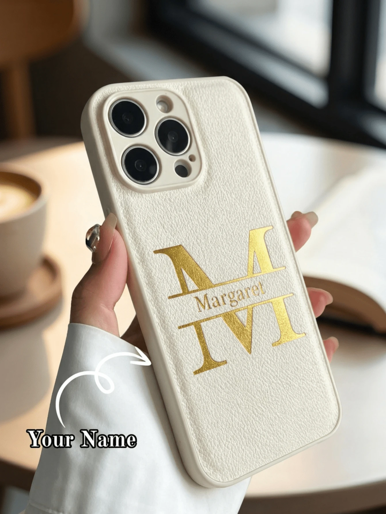 客製化個性化縮寫姓名 3D DIY 雕刻字母手機殼，適用 17 16 15 14 13 12 11 Pro Max 16 15 14 Plus，適用 Galaxy S25 S24 S23 S22 S21 Ultra Plus A55 A54 A53 A52 A34 A33 A32 A15 A14 A13 A12，後蓋韓系奢華軟 PU 皮革防震保護殼，燙金皮革手機殼，節日禮物送給愛人、朋友、家人