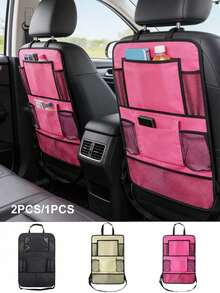 1/2pcs Oxford Cloth Car Back Seat Storage Bag, Anti-Kick Hanging Organizer With Tissue Holder, Space-Saving, Easy To Clean, Universal Car Travel Accessory For Road Trips - Style a - View 8