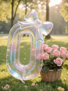 2pcs/Set 100cm Large Colorful Transparent Number Balloons With 24-Inch Colorful Bow Balloons, Vibrant Birthday Decoration Balloons, Suitable For Birthday Party, Outdoor Events, Anniversary, Holiday, Banquet Celebration, Background Wall Decoration - Transparent Version - View 6