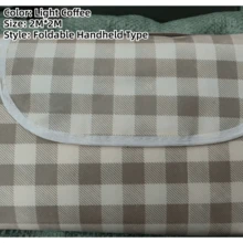 150*200/200*200CM Large Foldable Portable Odorless High-Density Soft Fabric Picnic Mat, Ins Style Coffee Plaid Rectangular, With Carrying Storage Bag, Waterproof Dustproof Grass Carpet, Suitable For Spring/Summer Park Camping Beach Yard Picnic Travel Party - Single Piece - View 10