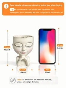 樹脂臉型化妝刷架，可愛睫毛女孩化妝品收納架，適用於化妝刷、唇線筆，梳妝台與房間裝飾 - 彩色 - 查看 7