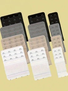 3/12pcs Elastic Bra Extender Hooks, Lingerie Extender Clips, 2/3/4 Hook & Eye, Adjustable Back Closure, Bra Extender With Strap - Multicolor - View 2