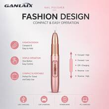 GANLAIX 专业指甲钻套装、USB 充电指甲钻、300mAh 锂电池、修甲和修脚套装、家用和沙龙指甲锉套装、指甲抛光器、抛光工具 - 粉色 - 查看 4