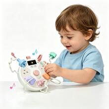 Mainan Steker Multifungsi untuk Balita, Mainan Edukasi Montessori, Puzzle Steker Bentuk dan Lampu dengan Musik, Mainan Belajar Keterampilan Motorik Halus untuk Bayi Usia 18 Bulan ke Atas - MultiWarna - View 2