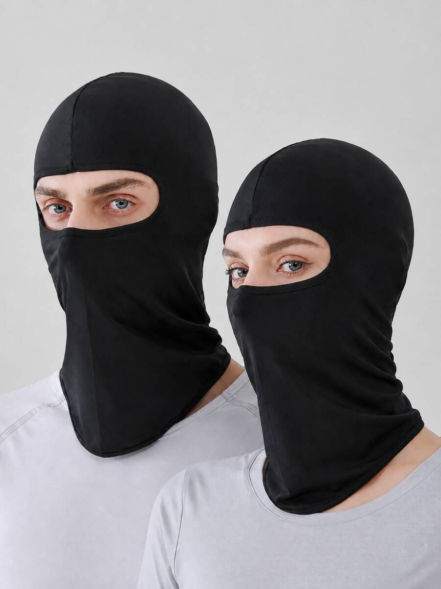 4pcs Black Cooling Balaclavas, Lightweight Stretch Lycra Full Face And Neck Covers, Breathable Quick-Dry Under-Helmet Hoods For Cycling, Motorcycle Riding, Running And Outdoor Sports, Unisex - Black - View 1