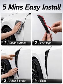 2pcs Glossy Black Shark Gill Side Fender Vent Trim, Self-Adhesive No-Drill Air Blade Decorative Sticker, Sport Racing Car Modification Accessory, Universal For Sedan, SUV, CUV, Car Modification Decoration, Suitable For Car Enthusiasts - A - View 7