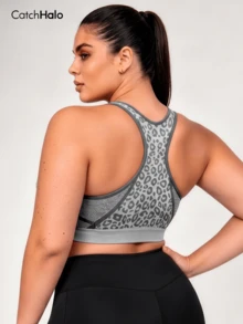Cropped Plus Size Sports Bra Seamless Ribbed Racerback Bra For Pilates Daily Wear Gym Workout - Multicolor - View 2