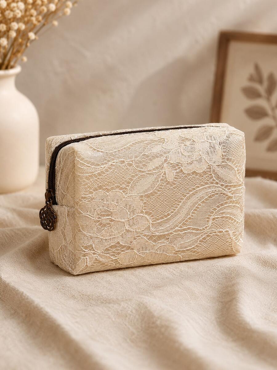 1 Chinese-Style Lace Cosmetic Bag - Large Capacity, Breathable, Travel Storage And Toiletry Bag, Portable And Multi-Functional, Suitable For Outdoor Travel, Cosmetics, Lipstick Storage - Multicolor - View 1