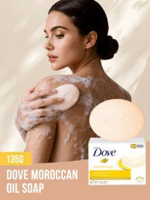 Dove 乳木果油與香草美容皂 90g，含 1/4 保濕乳霜，溫和清潔，泡沫濃密豐富，保濕補水不乾燥，適用於臉部、身體與手部洗滌，適合所有膚質 - 135g 摩洛哥油 - 查看 12