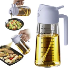 Bình đựng dầu thủy tinh 2 trong 1 16oz/470ml, bình dầu ô liu đa năng xịt và rót có vạch chia, bình đựng dầu chống rò rỉ, chai xịt kiểm soát dầu cho nồi chiên không dầu BBQ nướng salad, bình thủy tinh trong suốt chống nhỏ giọt, đồ dùng nhà bếp màu trơn, quà tặng lễ hội - Xem 16