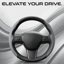 2pcs Sporty Anti-Slip Steering Wheel Cover - Faux Leather (PU Leather) + Breathable Holes + Segmented Embedded Design + No Inner Ring, For Tesla/Model/Car/MPV/SUV/RV/Pickup/Van - PU Leather With Holes - View 5