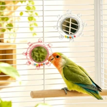 1 buah Mainan Burung Cermin Berputar dengan Manik-Manik Warna-warni, Mainan Edukasi untuk Burung, Aksesori Interaktif untuk Burung Beo untuk Memuaskan Rasa Ingin Tahu dan Menghilangkan Kebosanan, Cocok untuk Dekorasi Sangkar Burung Parkit dan Burung Beo Kecil - View 5