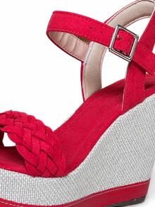 Wedge Sandal High Heel 11cm Blogger With Platform And Comfortable - Red - View 4