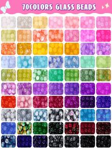 3盒裝 6/8mm 70色玻璃水晶珠，實色與裂紋圓珠，適用DIY手鍊珠寶手工製作 - 玻璃珠 - 查看 2