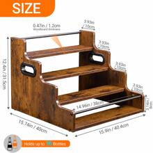 4-Tier Display Rack For Spices, Coffee Syrups, Wine & Whiskey Bottles, Rustic Storage For Kitchen, Bar & Pantry - Brown - View 6