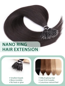 12-24 Inch Human Hair Nano Ring Hair Extensions, Natural Invisible Appearance Cold Fusion Nano Bead Ring Hair Extensions For Women - S1B - View 3